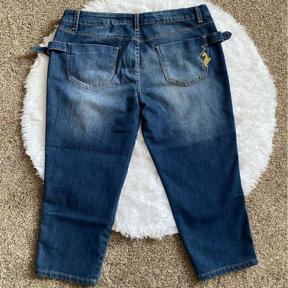 Phat Fashions Baby Phat Cropped Jeans Silver Label Vintage Womens Size 15 - Picture 2 of 10